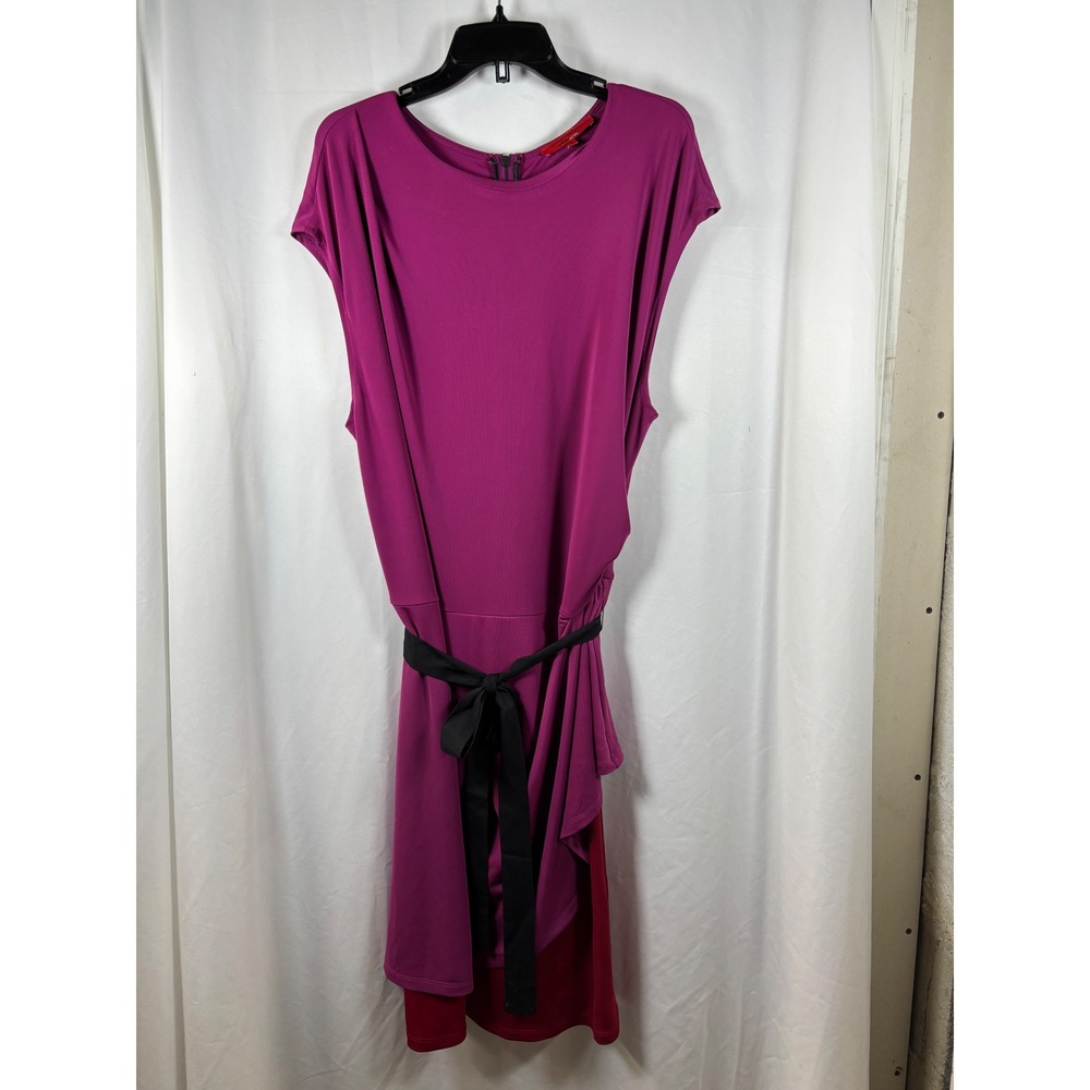 Narciso Rodriguez for DesignNation Mulberry Burgundy Colorblock Draped Dress XL